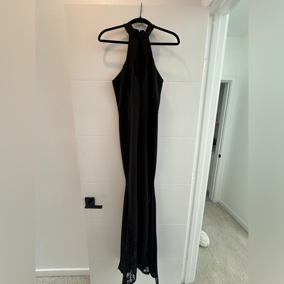 Windsor Black High Neck Gown with lace detail prom wedding black tie event M - Picture 7 of 16